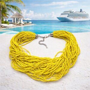 DVF Diane Von Furstenberg Yellow Seed Bead Torsade Necklace 40 Strand 22 In Adj.